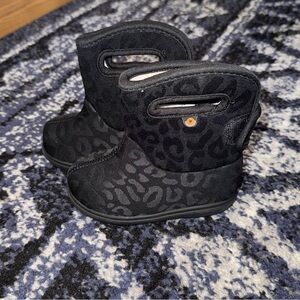 Bogs Black Leopard Kids Boots